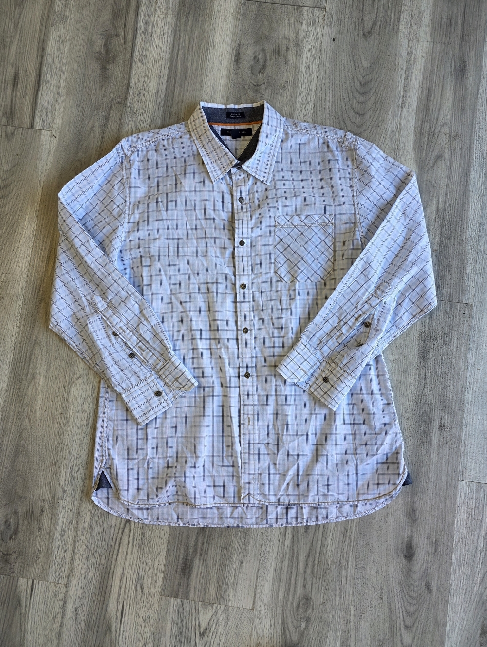 Tommy Hilfiger Shirt Mens XL Custom Fit Plaid Button Down Long Sleeve White Blue